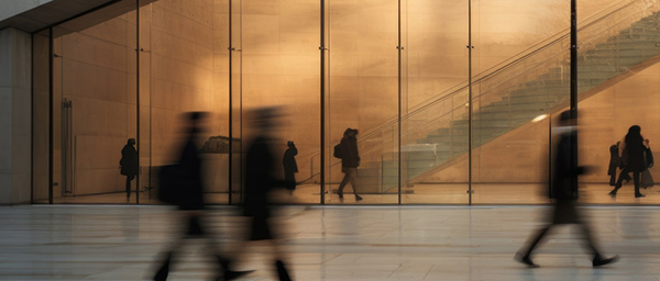 Image of people walking blurred affect